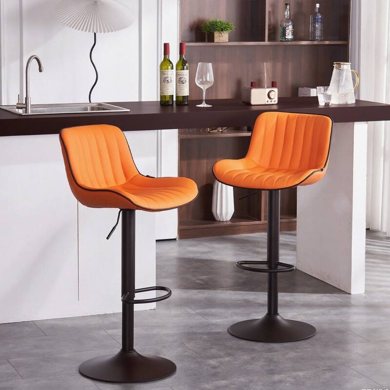Bar Stools Set of 2, Counter Height Barstools with Back, Leather Bar Chair for Kitchen island