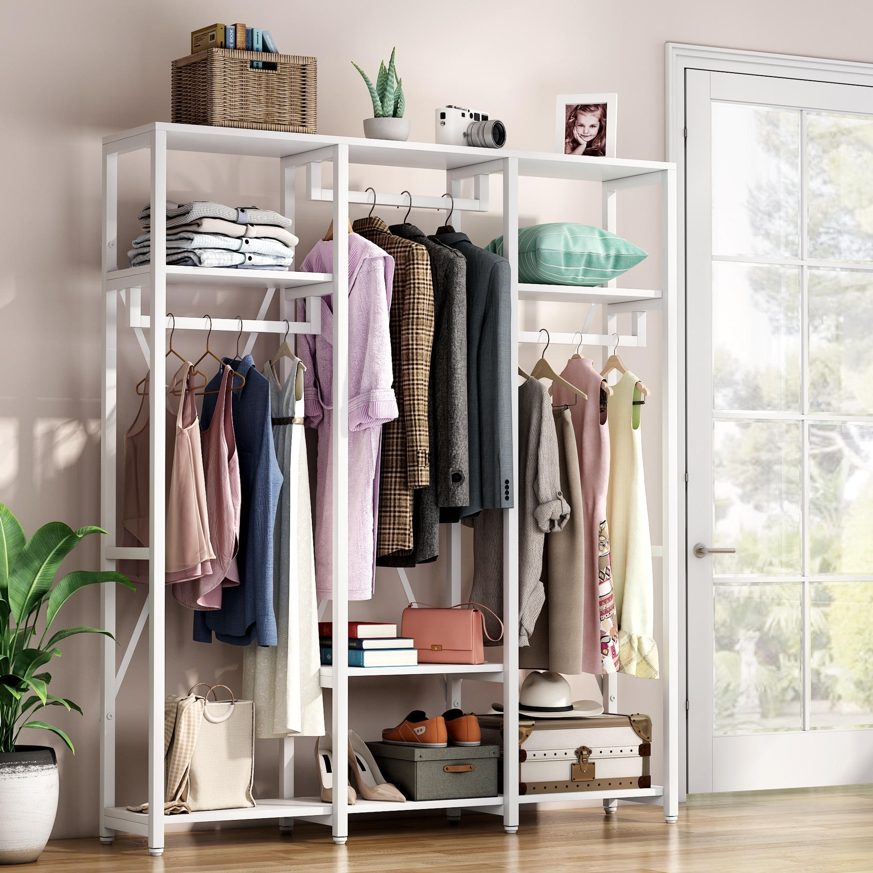 Tribesigns FreeStanding Closet Organizer 3 Rod Garment Rack Bed Bath Beyond 33708452