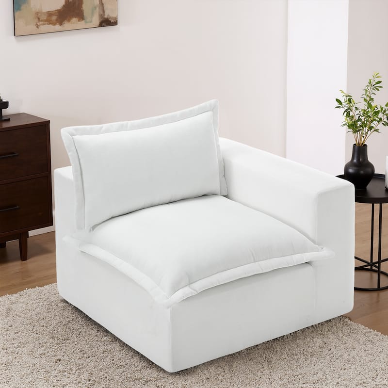 42"W Chenille Upholstered No Assembly Corner Chair - Right Facing - Beige