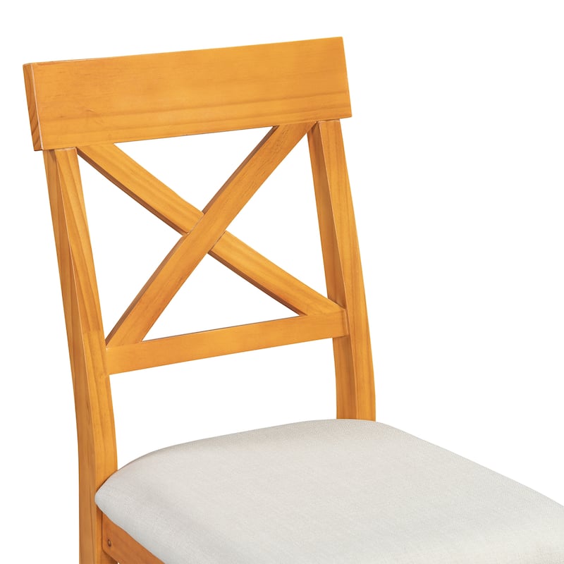 Roomfitters 5-Piece Counter Height Dining Table Set, 60" Farmhouse Kitchen Table with 3-Tier Shelves and 4 Chairs