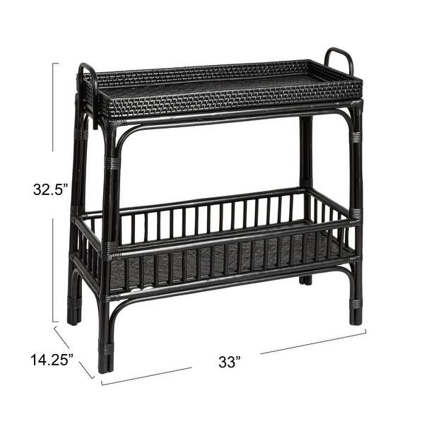 dimension image slide 0 of 2, 2-Tier Rattan Bar Storage Tray