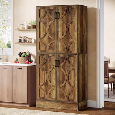 71.4" Kitchen Pantry Cabinet with Doors and Adjustable Shelves for Dining Room