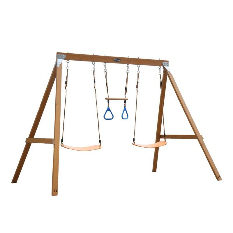 A-Frame Wooden Swing Set - N/A - Yellow