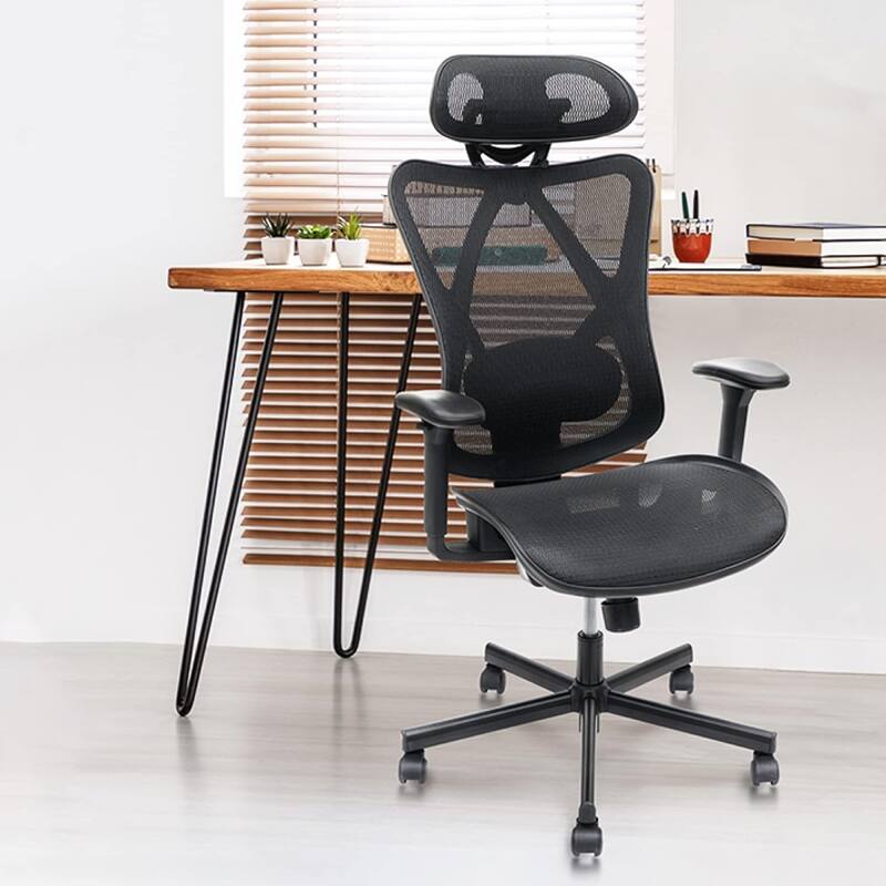 Adjustable Mesh Office Chair with Tilt Function, Lumbar Support, and Swivel Wheels for Home and Office Use