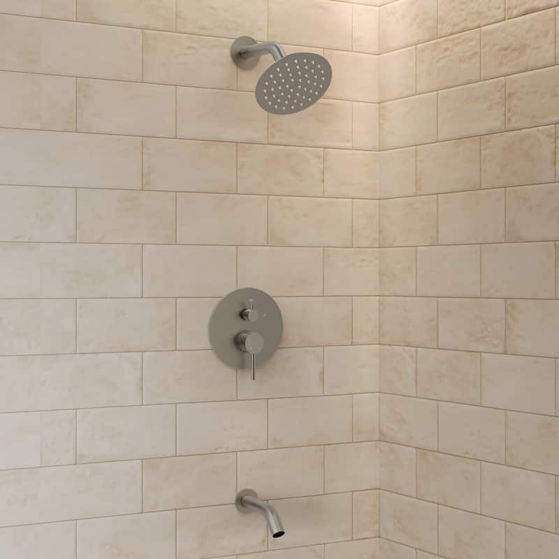 GRANDJOY Wall-Mount 2-Function Shower and Tub System with Pressure Balance Valve