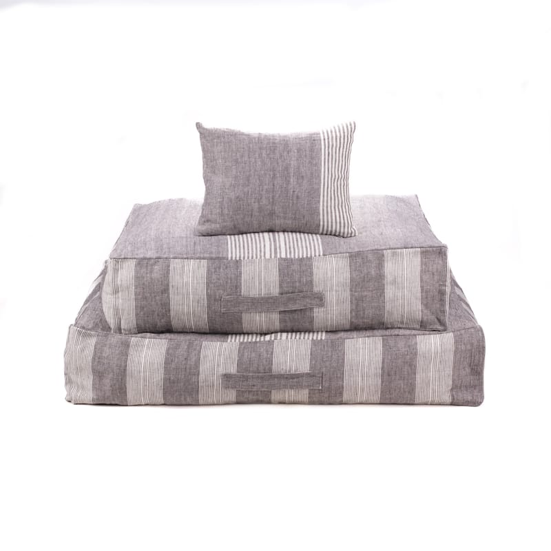 Polo & Luna Luxembourg Pet Bed - Grey/White Stripe - Grey, White Stripe - Medium