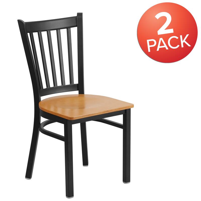 2 Pack Vertical Back Metal Restaurant Chair - 17"W x 20.25"D x 34.25"H