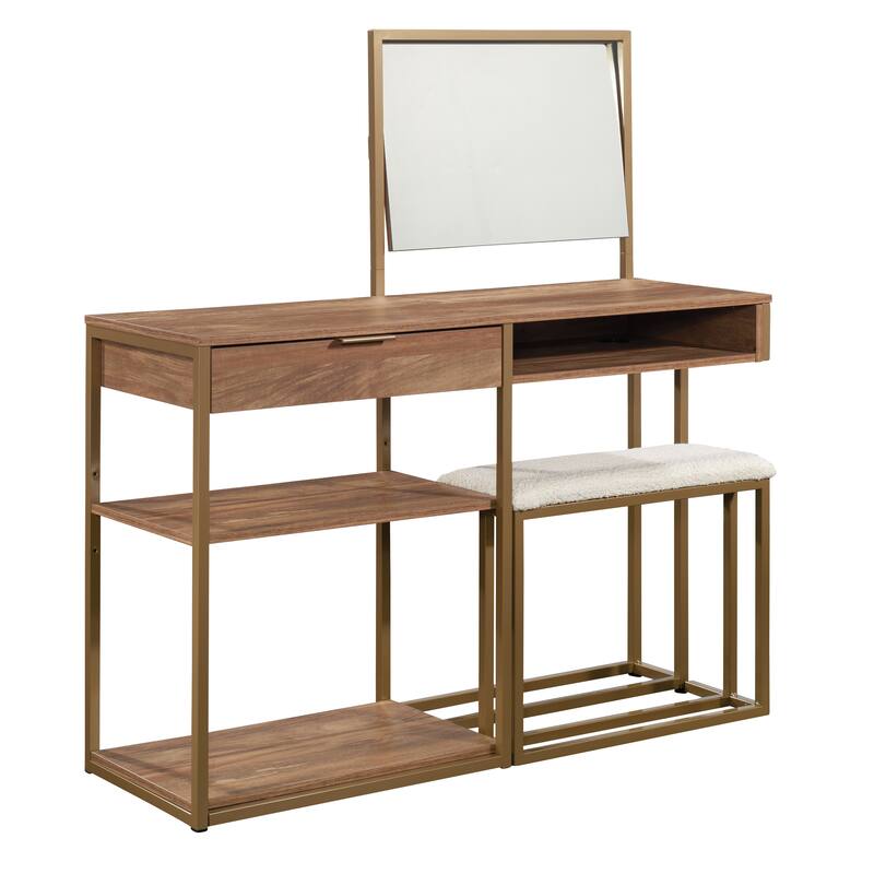 Wood Vanity with Chic Storage, Brown - 47.32" W x 16.77" D x 49.45" H
