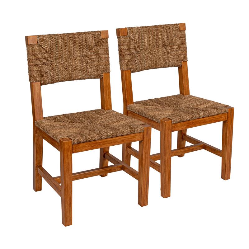Willowbrook Solid Wood and Natural Woven Seagrass Rope Counter Stool