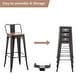 preview thumbnail 13 of 41, Bar Stools With Back set of 4 Industrial Metal Barstools with Wooden Seats