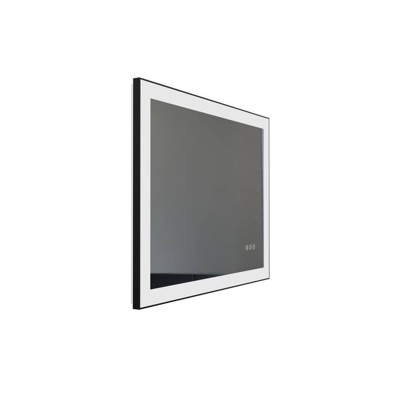 LED Black Aluminum Framed Bathroom Mirror Vanity Mirror for wall, dimmable - 20x28