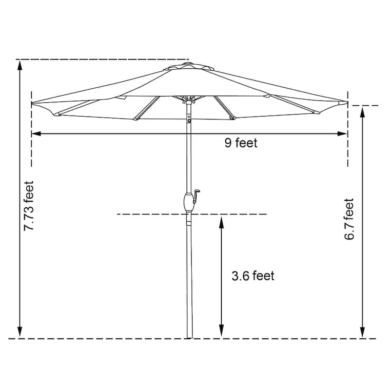 Clihome 9-Ft Outdoor 32 LED Solar Market Umbrella with Tilt & Crank