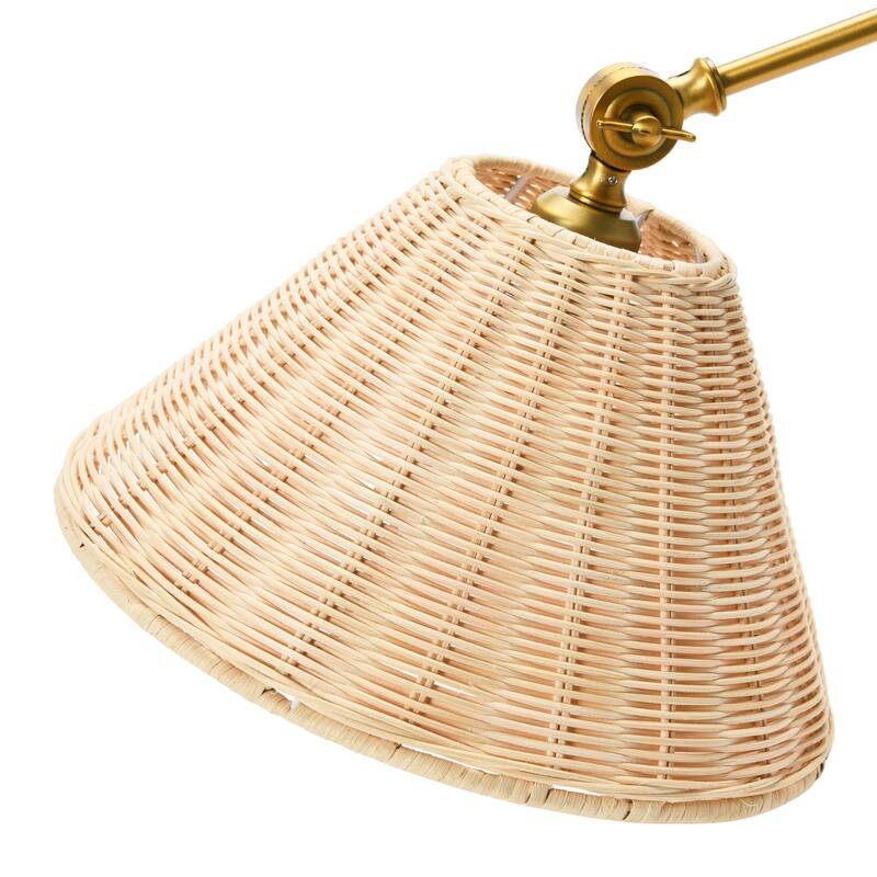 Adjustable Wall Sconce with Rattan Shade