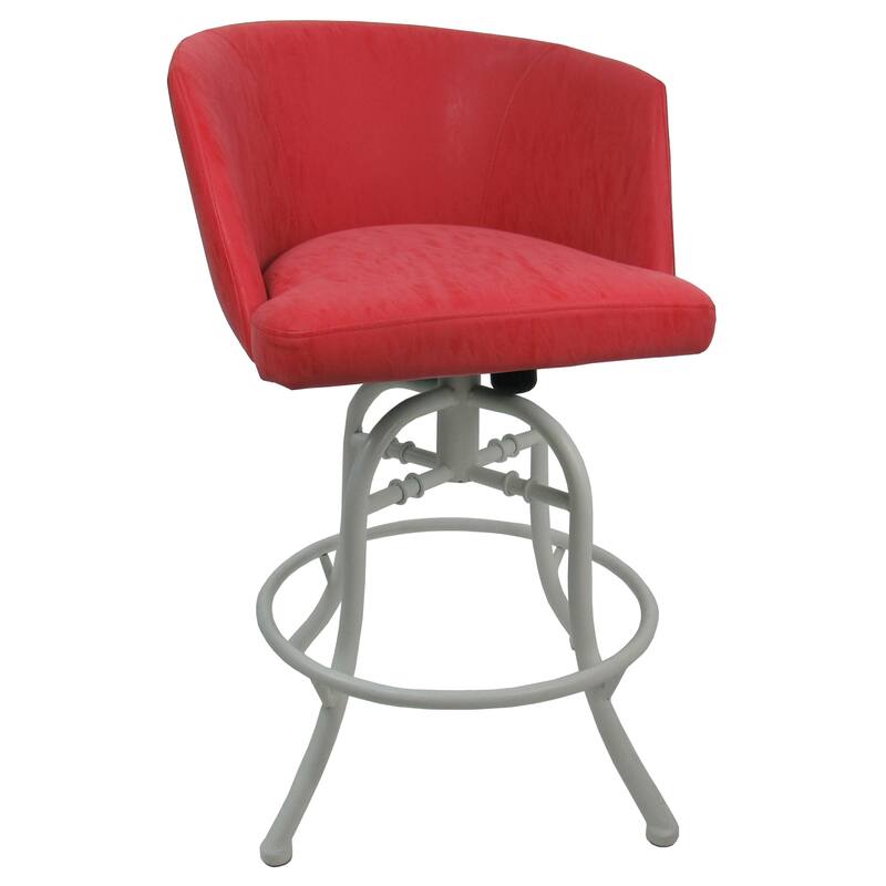 Swivel Tilt Counter 26" or Bar 30" Metal Bar Stool - Joey - Ruby Vinyl - White - Counter Height