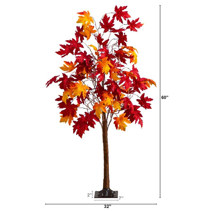 Pre-Lit Weeping Maple Fall Harvest Artificial Tree - 5' - Warm White LED Lights