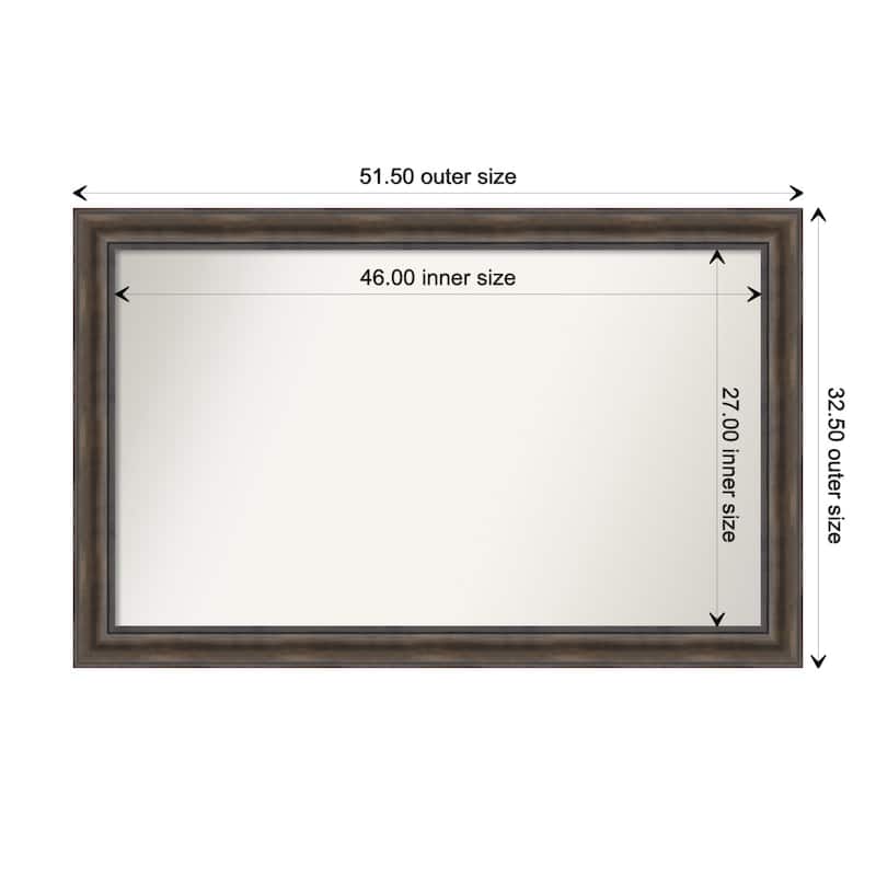 Rustic Pine Brown Framed Non-Beveled Custom Wall Mirror, Bathroom Vanity Mirror - Outer Size: 51.5 x 32.5