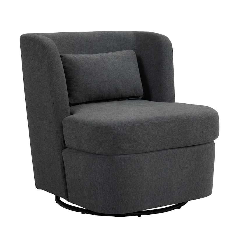 Upholstered Swivel Barrel Accent Chair