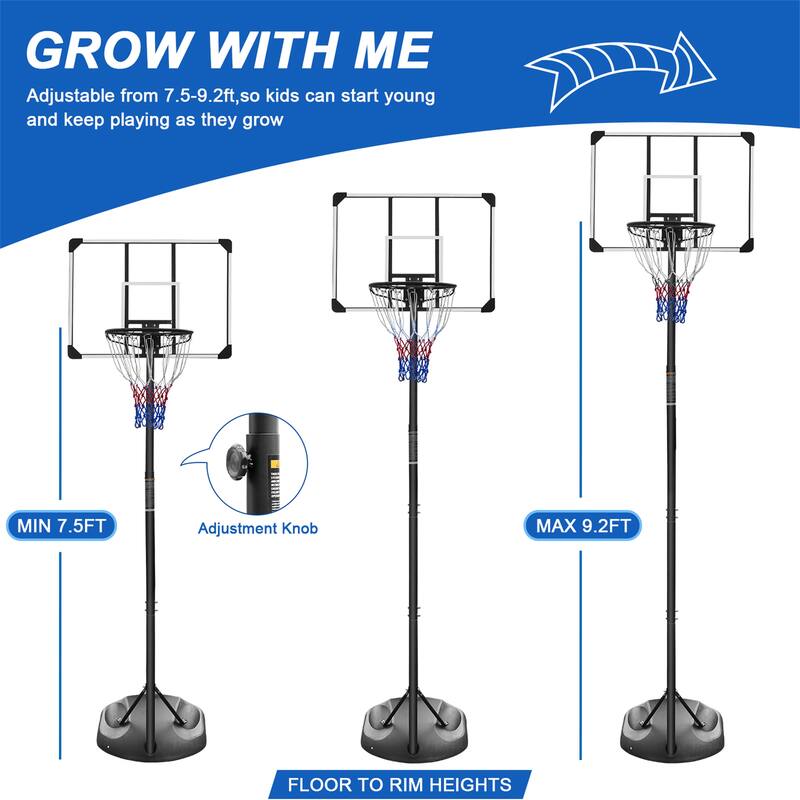 Portable Basketball Hoop System Stand Height Adjustable