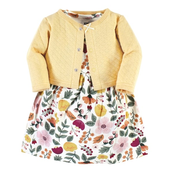 slide 1 of 1, Hudson Baby Toddler and Baby Girl Quilted Cardigan and Dress, Fall Botanical 2T - Fall Botanical