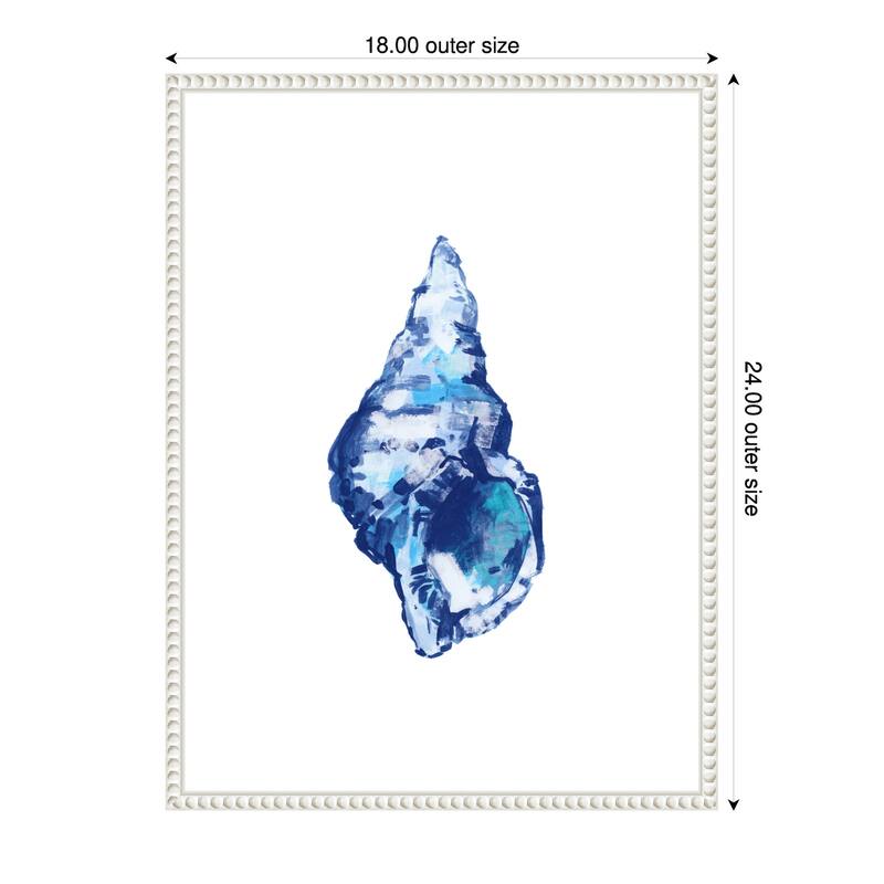 Blue Seashell On White Background No. 2 by Cartissi (18 x 24 in.), Framed Canvas Wall Art Print