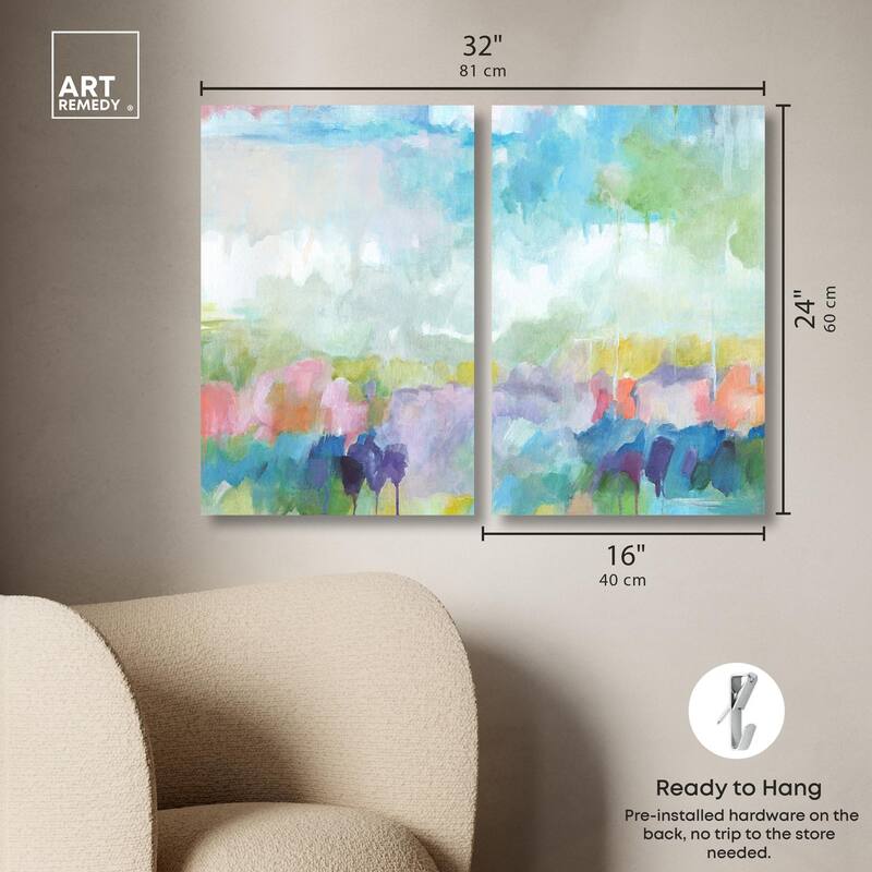 Harmonic Greens Canvas Set of 2 by Art Remedy, Gallery Wrapped