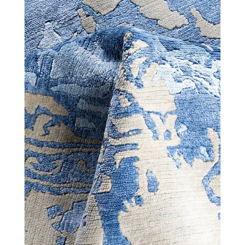 Modern One-of-a-Kind Hand-Knotted Area Rug, Blue - 9' 2" x 12' 1"