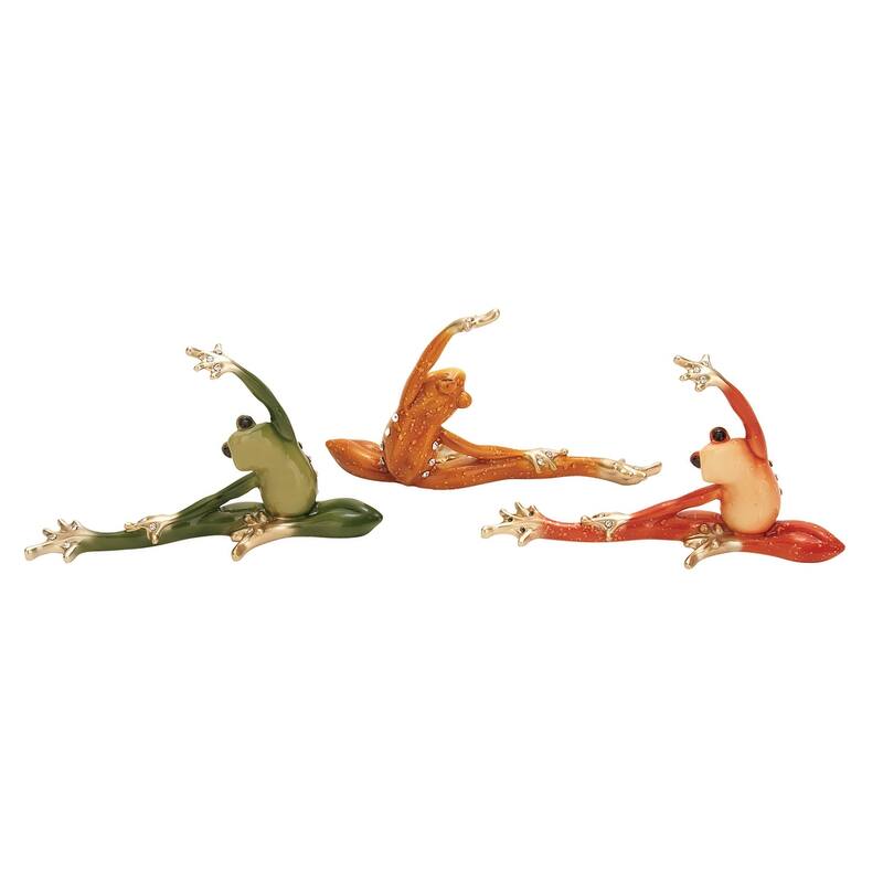 Gold Polystone Frog Decorative Sculpture (Set of 3)