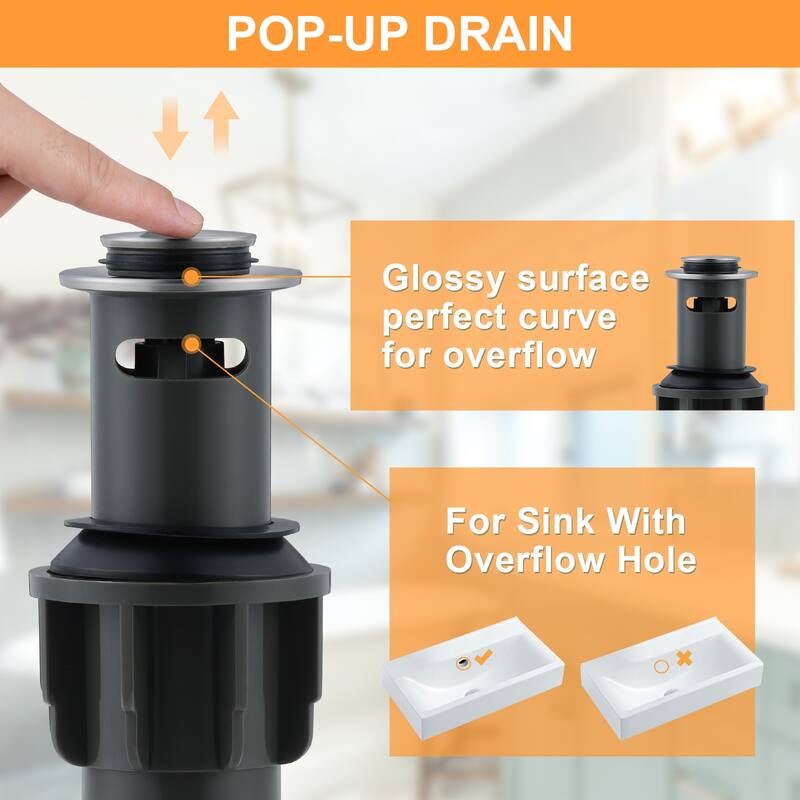 WOWOW 4 in. Centerset Double-Handle Bathroom Faucet with Pop Up Drain