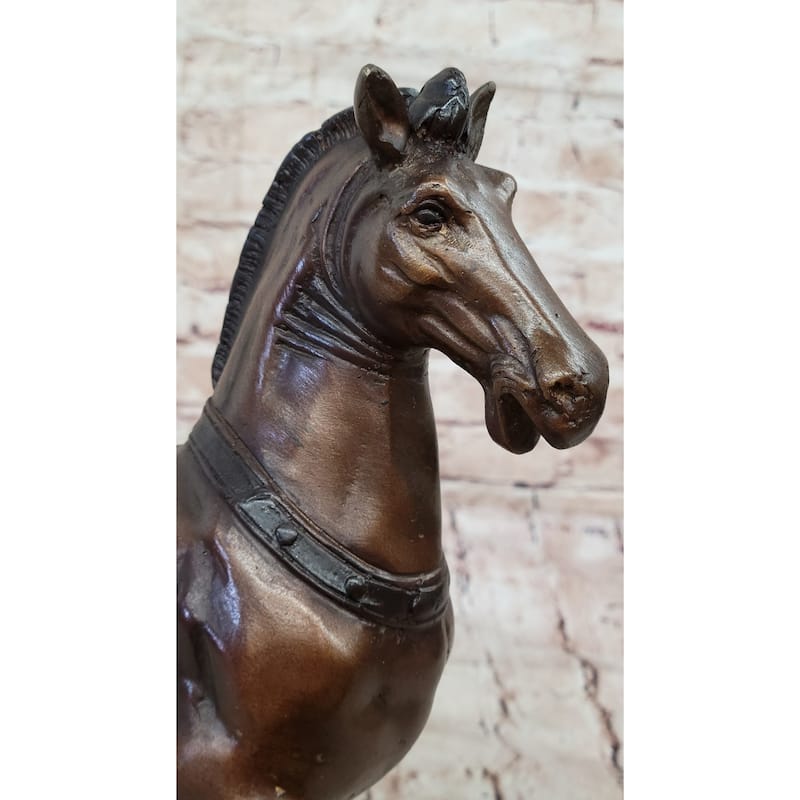 Bronze Horse Sculpture – Elegant Stallion Statue On Marble Base