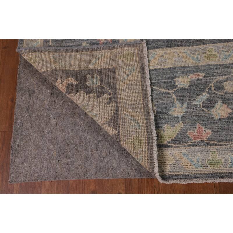 Vegetable Dye Oushak Oriental Area Rug Handmade Grey Wool Carpet - 8'4"x 9'11"