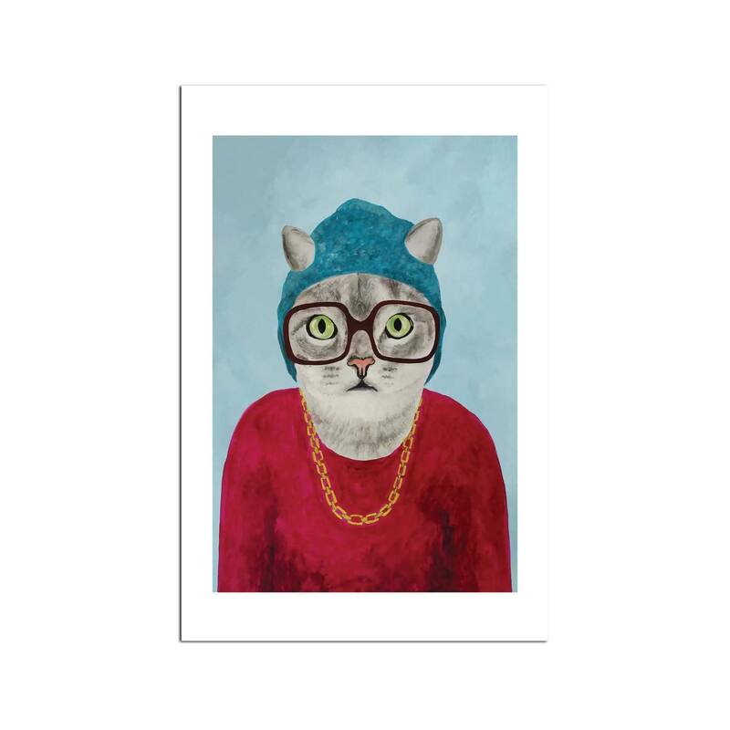 Rapper Cat Fine Art Paper Print by Coco de Paris - Multi