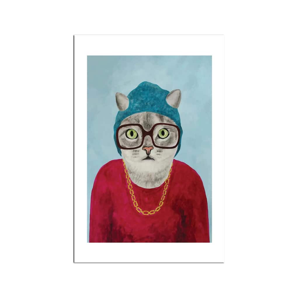 Rapper Cat Fine Art Paper Print by Coco de Paris - Multi