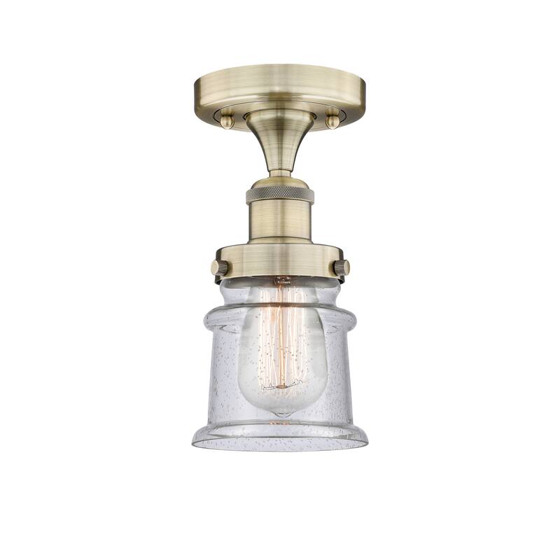 Innovations Lighting Canton - 1 Light 5" Semi-Flush Mount - Antique Brass/Seedy