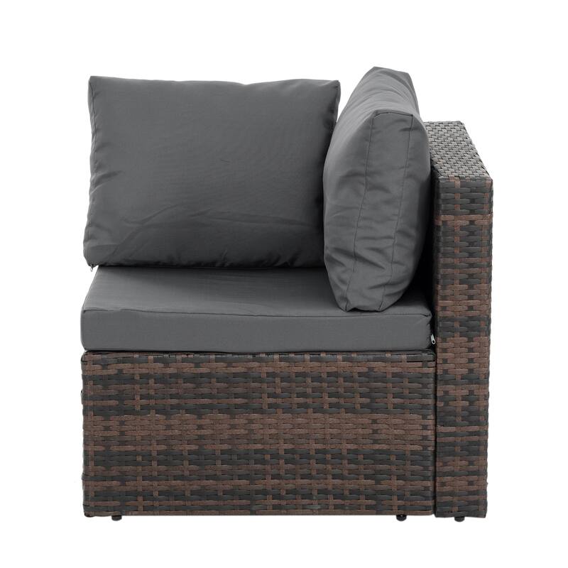 GDFStudio - Stylish 5-Piece Outdoor PE Wicker Patio Set with Tempered Glass Coffee Table, Seats 4