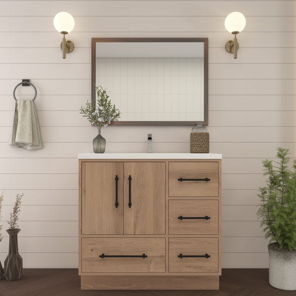 Victoria 36'' R Drawer Freestanding Vanity with Reinforced Acrylic Sink - 35.5