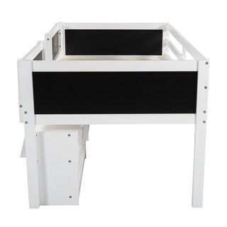 Twin Size Low Loft Bed with 2 Movable Shelves and Ladder, with ...