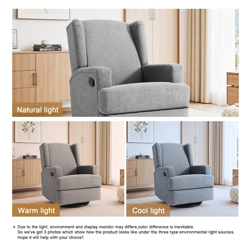 UIXE Upholstered Modern Swivel Glider Rocker Recliner