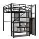 preview thumbnail 13 of 30, Midcentury Modern Design Full Size Metal Loft Bed with Wardrobe,Build-in Desk with Storage Shelf
