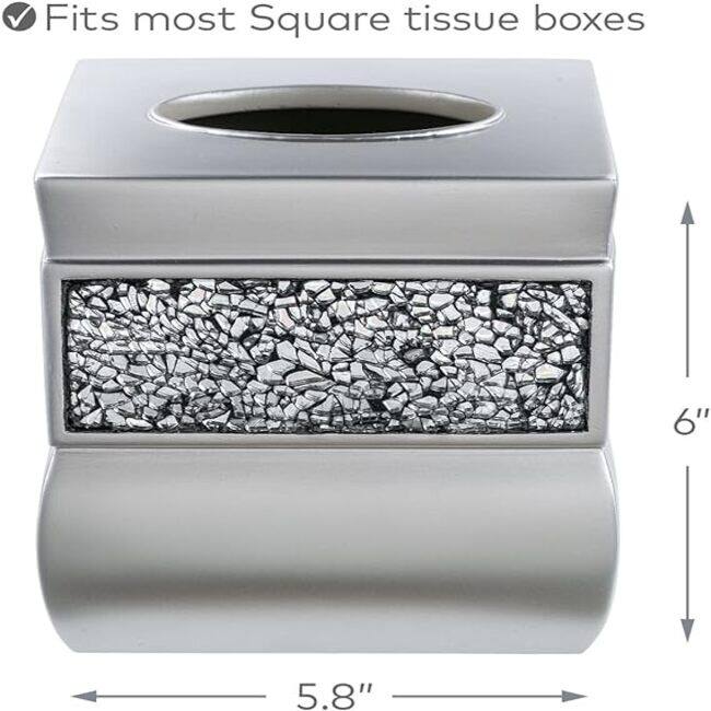 Creative Scents Brushed Nickel Square Tissue Box Cover - Silver