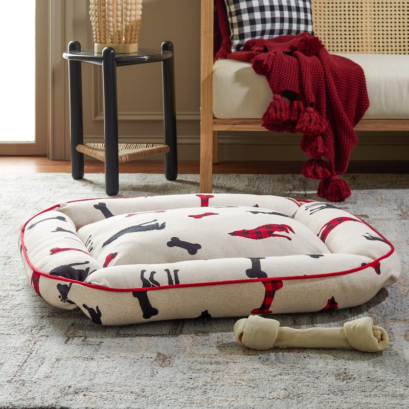 SAFAVIEH Siya Dog Bed - 16Wx24Dx6H - Ivory/Red