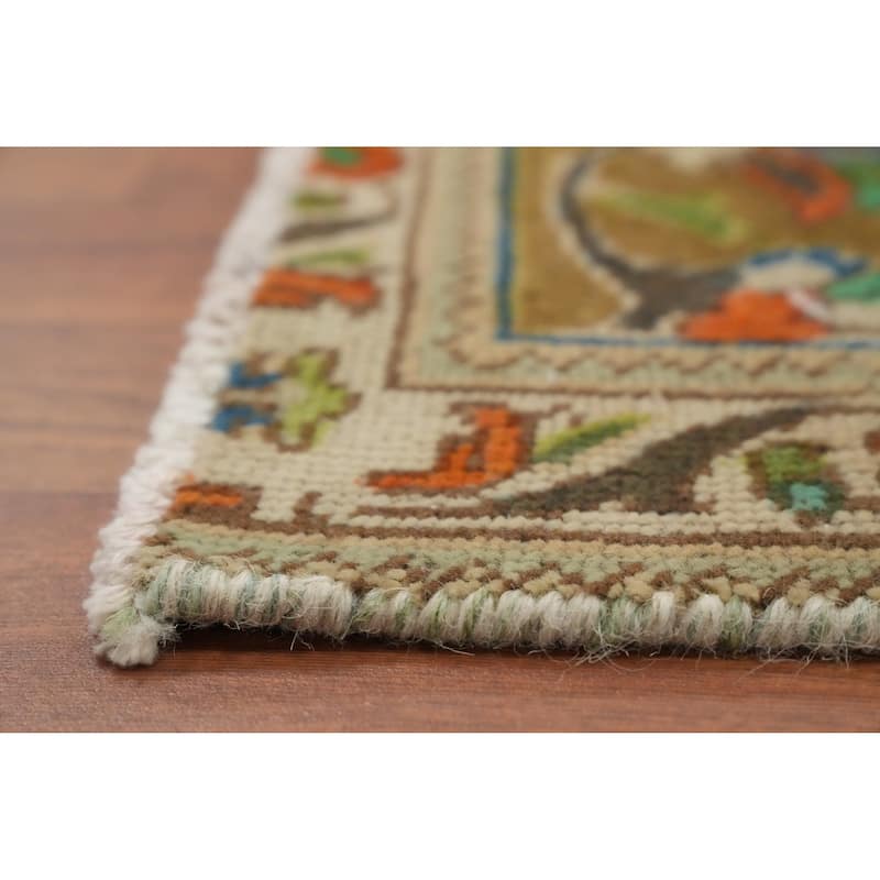 Hand Knotted Oriental 100% Wool Carpet Traditional Floral Yellow & Gold Tabriz Area Rug - 12' 7'' X 9' 7''