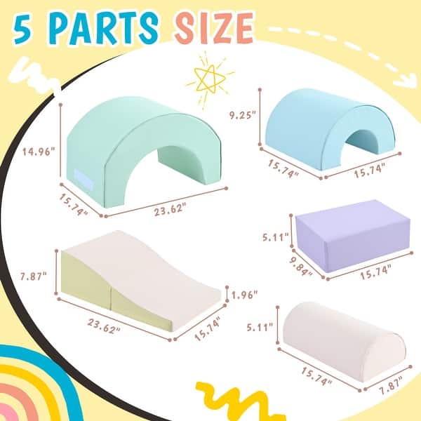 dimension image slide 2 of 3, 5-Piece Kids Climbing Toys for Toddlers, Foam Climbing Blocks for Babies, Kids Crawling & Climbing Indoor Active Play Structure