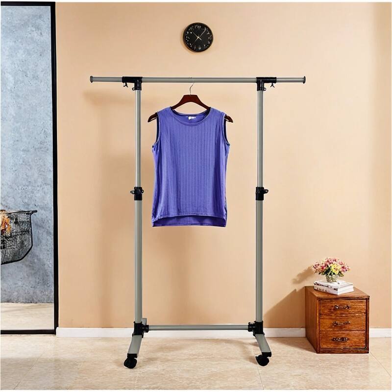 Short Clothing Racks for Hanging Clothes with Bottom Shelves & Wheels