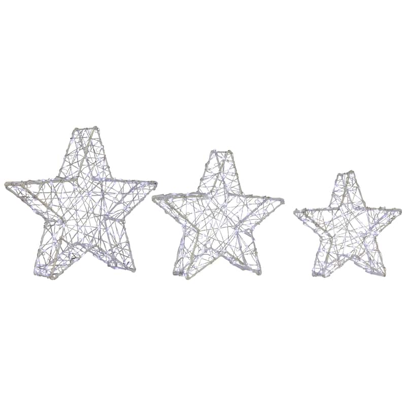 LED Lighted Stars Christmas Outdoor Decorations - 13.75" - White -Set of 3