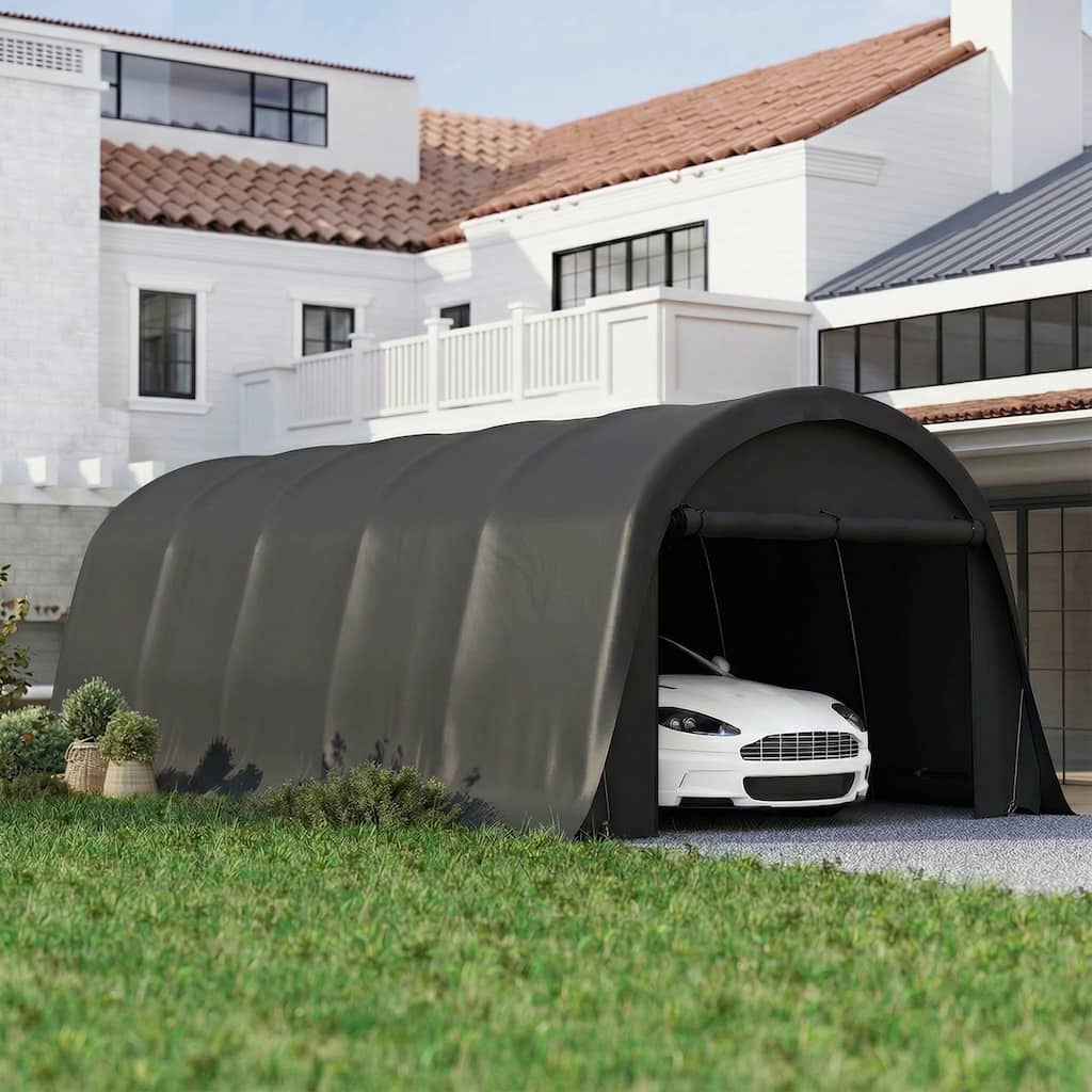 Outsunny 12' x 23.6' Heavy Duty Carport, Portable Garage Car Canopy Tent , Galvanized Frame, Large Roll-Up Door for Cars