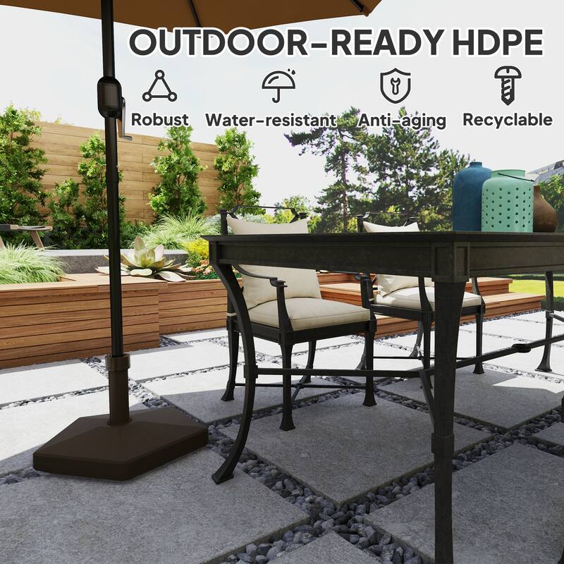 Outdoor Umbrella Base HDPE Patio Parasol Stand Fillable with Sand or Water - 22" L x 22" W x 14.2" H