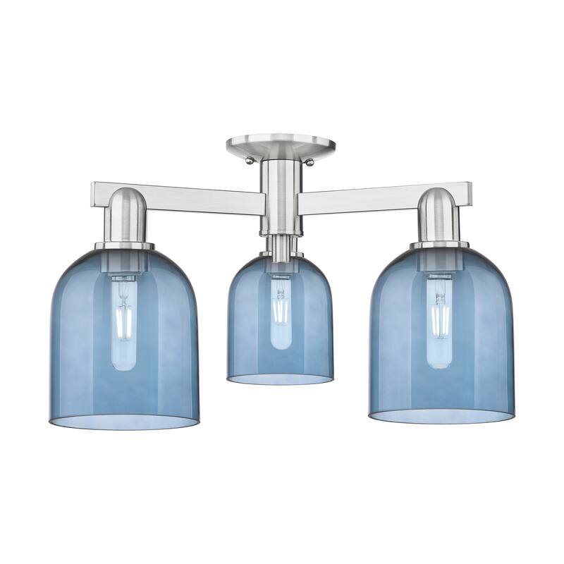 Innovations Lighting Endless Possibilities Arcadia - Bella - 3 Light 23" Semi-Flush Mount - Blue/Brushed Satin Nickel