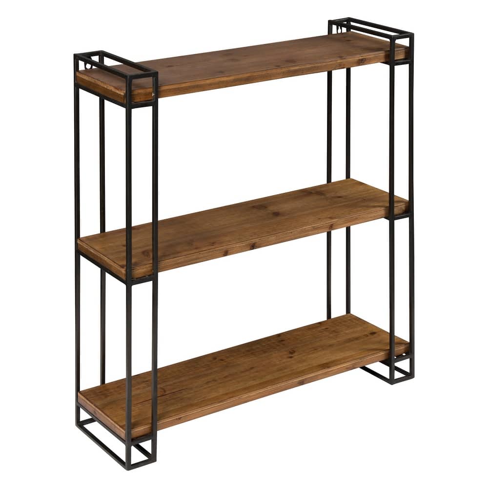 Kate and Laurel Lintz Wood and Metal Floating Wall Shelves - 26x30.5