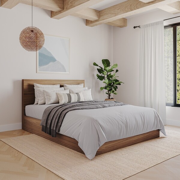 Nexera Storage Bed with Headboard, Walnut - On Sale - Bed