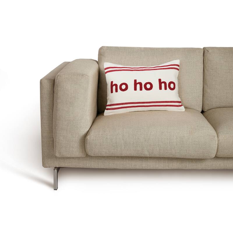 Ho Ho Ho Boucle Stripe Embroidered Pillow